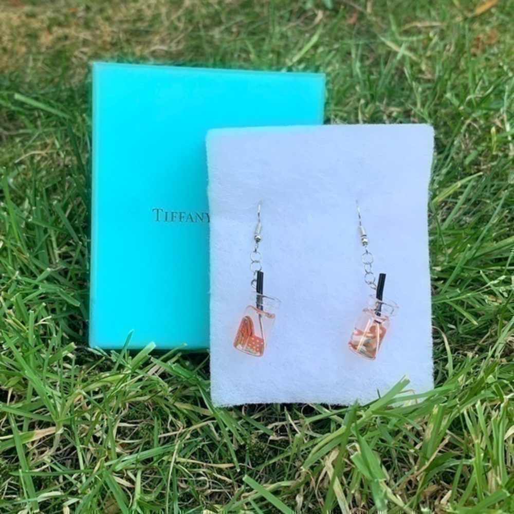 3/$25 Handmade Strawberry Fruit Water Summer Earrings Hand Made Crafted